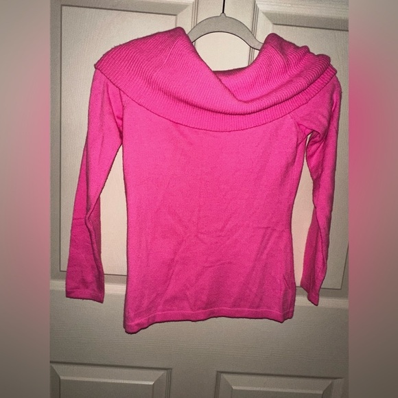 Lilly Pulitzer Neon Pink Knit off the shoulder sweater XS fall winter vibrant - Picture 4 of 4